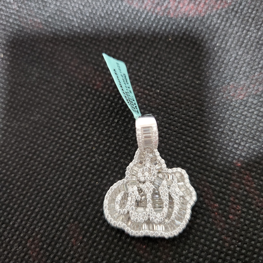 3.49 CTW VVS Moissanite Allah Pendant 925 Sterling Silver